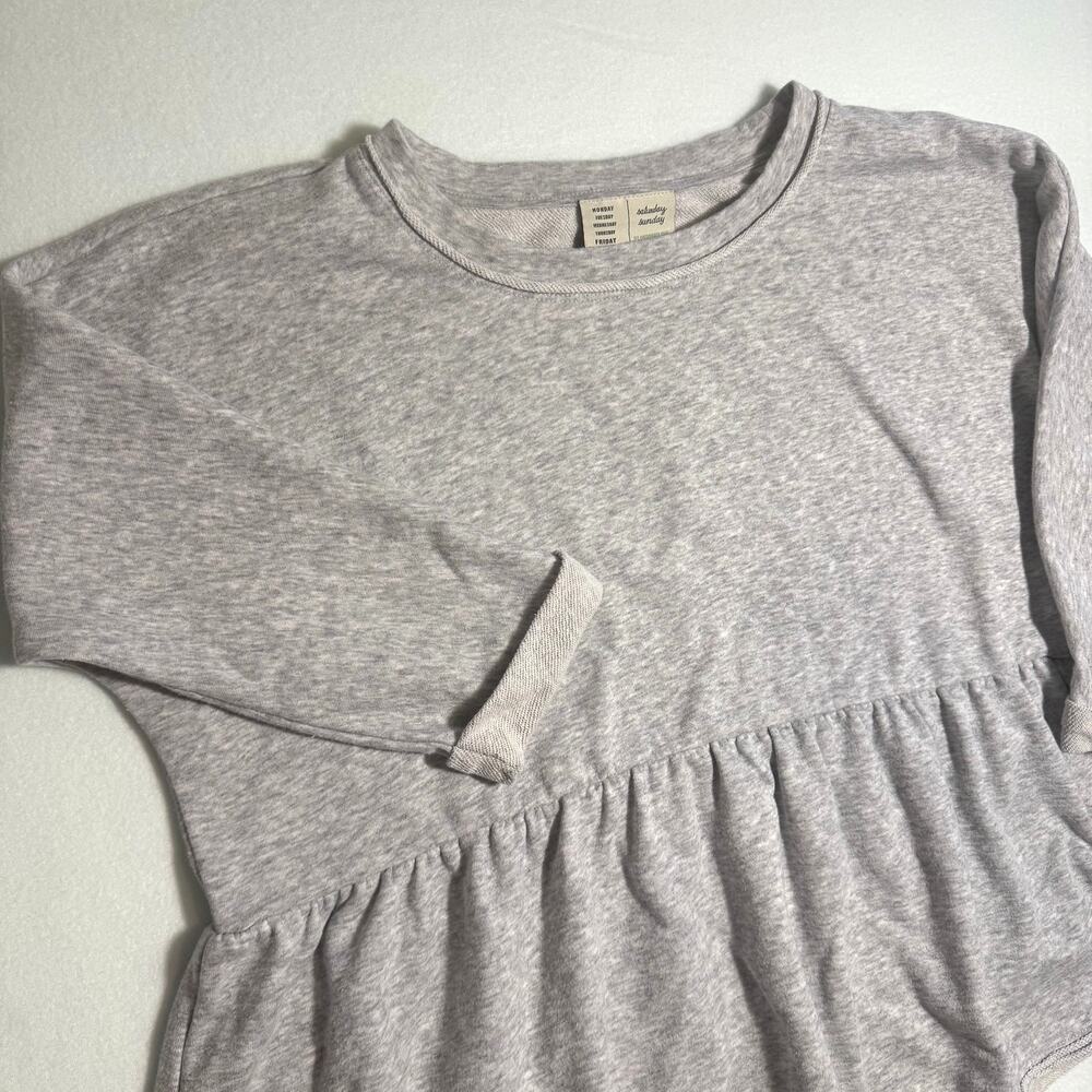 Saturday Sunday Anthropologie Grey Heather Peplum Sweatshirt Top Women's Small